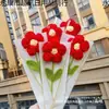 Pequeño Ramo de Flores Rojas para el Día de San Valentín, un Regalo Creativo Tejido a Mano de Lana, Producto Terminado, Pieza Única para Ti