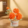 Planta de rosa artificial tejida en maceta, producto terminado hecho a mano a crochet, flor artificial para decoración de escritorio en casa, venta al por mayor de regalos, flor de hilo