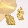 Pendientes de Metal Geométricos Irregulares Plegados de Moda Exagerados con Baño de Oro Real Ecológico, con un Toque de Lujo y Diseño Único