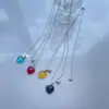 Collar de Corazón de Vidrio Transparente Estilo Coreano Cadena de Clavícula de Plata Cadena para Suéter Cremallera Ajustable Simple