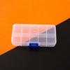 Caja organizadora de suministros diarios con hebilla azul cuadrada de 10 cuadrículas fijas al por mayor de fábrica, caja de almacenamiento de plástico transparente y ecológica