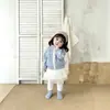 Conjunto de Chaqueta a Cuadros con Cuello Alto Estilo Suave para Niñas, Elegante Conjunto de Dos Piezas de Chaqueta de Encaje y Pantalones Falda para Bebés en Primavera y Otoño