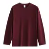 Camiseta de Manga Larga Pesada de Algodón Puro Estilo Americano 230g para Hombre Primavera y Otoño Básica Versátil Corte Amplio Camiseta de Manga Larga de Color Sólido para Hombre Capa Base