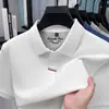 2025 Moda Casual Elegante para Homens de Meia-Idade Tendência Camiseta de Manga Curta Cor Sólida Camisa Polo Atacado Dropshipping