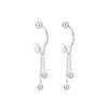 YinJia Plata Pura S925 Flor de Corazón Borla Gancho para Oreja Pendientes de Hilo Estrella Lazo Diseño Simple Accesorios para Orejas
