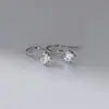 Pendientes de gancho para oreja Nalan S925 Plata de Ley con un solo diamante de cuatro garras Exquisitos Simples Estilo Ins Diseño de Nicho M08296