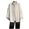 Nova camisa masculina branca bordada estilo chinês, uma camisa sofisticada e estilosa de manga comprida para primavera e outono, com design estilo cardigã e colarinho DK