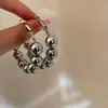 Pendientes de Bola Redonda con Aguja de Plata S925 para Mujer, Estilo Minimalista Exagerado, Pendientes de Botón de Moda, Pendientes de Aro Grandes Elegantes y de Alta Gama para Mujer