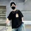 Roupas de Verão Estilo Novo 2026 para Crianças de Meia-Idade e Grandes, Camiseta de Algodão Puro com Manga Meia-Manga e Estampa de Desenho Animado, Roupas Casuais Infantis, Camiseta de Manga Curta para Meninos