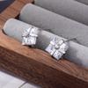S925 Agulha de Prata Quadrado Zircon Brincos Cobre Banhado A Platina Simples Brincos de Diamante Elegante All-match Niche Design Brincos