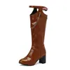 Amazon 4048 Hebilla de Cinturón Botas de Jinete Botas Altas Nuevas Botas de Tacón Alto Tacón Grueso 2024 talla grande Cadena de Comercio Exterior para Mujer
