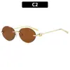 Gafas de sol nuevas de moda europea y americana, estilo vintage, con un toque de alta gama, sin montura, borde cortado, versátiles y de moda, adecuadas para el uso diario y la fotografía callejera