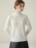 Novo Suéter 100% Caxemira Pura Outono/Inverno para Mulheres, Gola Alta Meia, Manga Longa, Modelagem Justa, Suéter de Tricô