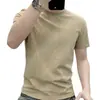 Camiseta Casual Masculina de Manga Curta de Seda de Gelo Transfronteiriça, Verão Fina, Secagem Rápida, Respirável, Sensação Fresca, Gola Redonda