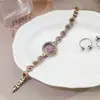 Relógio Transfronteiriço Popular de Calcedônia Cravejado com Diamantes para Mulheres, Luxo Leve, Sensação de Alto Padrão, Relógio Redondo de Quartzo, Relógio de Pulseira Compacto, Atacado de Comércio Exterior