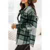 Amazon wish2022 Chaqueta de franela europea y americana casual a cuadros con hebilla manga larga camisa de lana abrigo para mujer