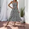 Vestido de Alcinha Estampado Novo de Verão 2026 Transfronteiriço Europeu e Americano da Amazon Vestido Elegante Floral sem Costas de Comércio Exterior