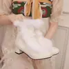 24 Botas de Piel para Otoño Dama Punta Redonda Tacón Medio Botines Cortos Padre-Hijo Botón de Rana Botas de Mujer Talla 6-25 Talla Zapatos Infantiles