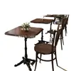 Combinación Retro de Mesa de Café y Silla, Silla para Tienda de Postres y Panadería, Silla para Tienda de Té con Leche, Mesa de Madera Maciza Comercial para Restaurante Americano Occidental