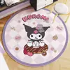 Tapete Redondo de Desenho Animado Kuromi, Tapete de Veludo de Cristal para Closet, Tapete para Cadeira Giratória de Estudo, Cesta Suspensa para Cadeira de Balanço, Tapete de Chão Absorvente de Água
