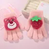 Guantes Gruesos de Invierno para Niños, Lindos de Dibujos Animados, Cálidos y a Prueba de Frío, Suaves y Amigables con la Piel, Oso Fresa, para Bebé, para Exteriores