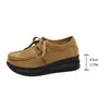 2026 Zapatillas de Gamuza Cómodas con Cordones y Punta Redonda Transfronterizas para Mujer Otoño Zapatos Casuales Talla Grande Planos de Suela Gruesa Venta al por Mayor