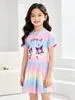 Maiô Infantil Kuromi para Meninas, Novo Estilo de Verão, Duas Peças, para Meninas Mais Velhas, Proteção Solar Profissional, Adequado para Fontes Termais e Natação