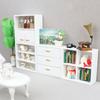 1:Vitrina de combinación con 12 modelos de bolsillo, vitrina para casa de muñecas, librería en miniatura para manualidades, minimuebles y adornos.
