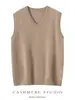 Venta al por mayor de fábrica Hilo Consinee Elegante 100% Cachemira Pura Chaleco de Cuello V Chaleco para Hombre Suéter Casual Holgado Hombre