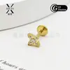Joyería para Piercing de Aleación de Titanio G23 con Cuatro Pequeñas Flores de Zirconia y Diamantes, Exquisitos Labret, Anillos para Labios, Piercings para Nariz, Piercings para Cartílago de Oreja