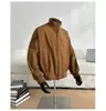 Chaqueta Larga para Exteriores con Cuello Alto, Estilo Sencillo, Color Sólido, Versátil, Casual, Alta Calidad, Cortavientos, Primavera y Otoño