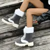 Botas de Neve Grossas para o Inverno de 2026, Comércio Exterior, Sola Grossa, Abertura Peluda, Tamanho Grande, Camurça Espessa, Com Cadarço, Cano Médio, Femininas