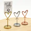 Portatarjetas de asiento de acero inoxidable, Portatarjetas de mesa para bodas de hotel, Portatarjetas de mesa para banquetes, Portatarjetas de menú para restaurantes, Portatarjetas en forma de corazón