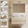 Gabinete para Lavatório de Madeira Maciça Multicamadas Combinação Espelho Dobrável Multifuncional Lavatório Integrado de Cerâmica Estilo Madeira Original Gabinete de Banheiro com Gaveta Dupla