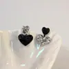 Brincos Pendentes Assimétricos de Coração Plissado Agulha de Prata Nicho Elegantes Acessíveis Brincos de Luxo High-End Simples Personalizados