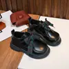 Zapatos de Cuero para Niñas Estilo Primavera Zapatos Británicos para Niños Mocasines con Lazo Mary Janes para Niños Medianos y Mayores Zapatos de Princesa de Suela Gruesa
