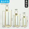 Suporte de Vela Simples de Aço Inoxidável, Lampião à Prova de Vento Dourado de Luxo Leve, Cobertura de Lanterna para Exterior, Decoração de Quarto Modelo, Vela, Vidro Prateado