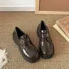 Zapatos Pequeños de Cuero Estilo Británico para Mujer 2026 Otoño Nuevos Marrones Zapatos de Trabajo Uniforme JK Mocasines sin Cordones Planos Versátiles
