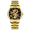 Popular Calendario de Moda de Comercio Exterior Reloj para Hombre, Reloj de Acero para Hombre, Reloj Cuadrado de Diamante Impermeable de Negocios No Mecánico con Dragón Chino