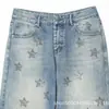 Comercio Exterior Transfronterizo Ropa de Mujer 2026 Nuevo Estilo Europeo y Americano Jeans de Tiro Bajo de Pierna Ancha con Pedrería 4730012