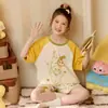 Estilo Verão Tendência Roupa de Casa para Meninas Mais Velhas, Novo Algodão Puro Fino Manga Curta Pijama Infantil 2026