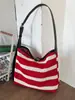 Bolso de Mano Cruzado 2026 Estilo Nuevo con Tiras Tejidas Rayadas de Gran Capacidad Casual Bolso de Hombro Bolso Tote Casual de Moda