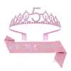 Set de Correa para el Hombro con Corona de Pedrería Personalizada Europea y Americana Decoración Fiesta de Primer Cumpleaños Aro para el Cabello de Aleación Cinturón de Etiqueta Venta al por Mayor