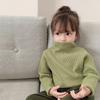 Outono e inverno macio cera semi-alta gola versão coreana de meninos e meninas suéter bebê cor sólida estilo estrangeiro all-match suéter camisa base quente