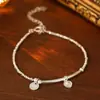 Pulsera de Plata de Ley 925 Placa Redonda de Plata Rota con Diseño de Corazón y Piedra Lunar Iridiscente, Joyería Sencilla de Primavera/Verano para Mujer