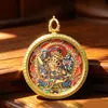 Novo Pingente Thangka Estilo Xizang Cinnabar Doze Signos Zodiacais Oito Divindades Guardiãs Pingente com Mantra de Seis Palavras Tridimensional em Relevo de Face Única