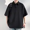 2026 Verano Nuevo Estilo Retro Americano Patrón de Trigo Cuello Solapa Manga Corta Camiseta Hombre Talla Grande Top Camisa Polo Camiseta Casual