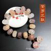 Pulseira de Abóbora de Jade Seda Dourada de Xinjiang, Pulseira de Jade Seda Dourada Violeta para Homens e Mulheres, Contas Cilíndricas Estilo Antigo, Pulseira de Jade com Articulações de Bambu
