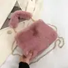 Bolso de Mujer Transfronterizo Nuevo Estilo Bolso de Felpa Invierno Nicho Bolso Peludo Color Sólido Lindo Bolso de Mano Bolso de Felpa de un Solo Hombro