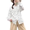 Estilo Mori Girl Manga Longa Camisa de Gaze de Algodão Dupla Camada Primavera/Verão Artística Pequena Floral Base de Algodão Atacado